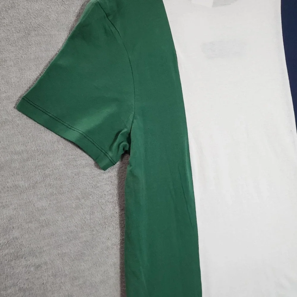 Guess Men Shirt Large Green Colorblock Logo Embroidered Short Sleeve NWT - Picture 8 of 11